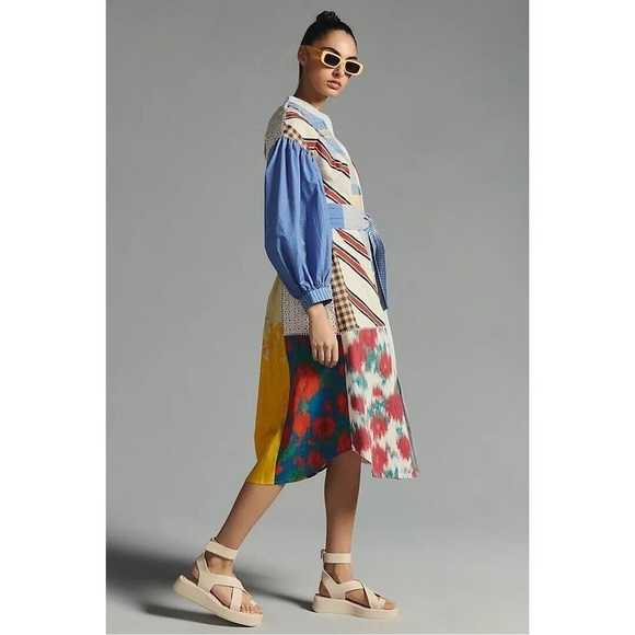 Hope For Flowers by Tracy Reese Patchwork Shirt Dress NWT - Picture 2 of 11